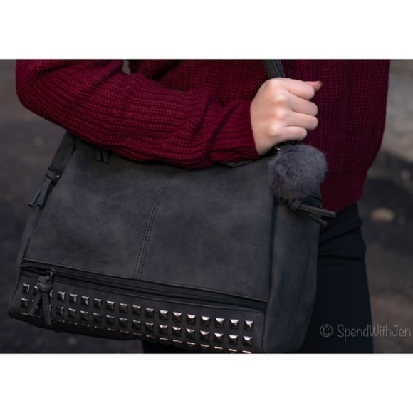'Charlie' Vegan Leather Studded Crossbody - Picture 3 of 8